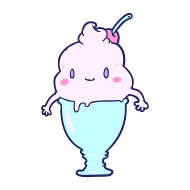 Parlak neon renkli tatlı çizgi film dondurması.