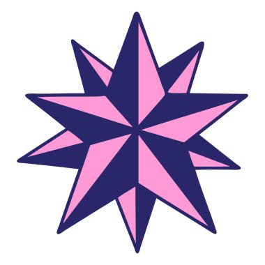 parlak neon renginde geleneksel bir yıldız dövmesi