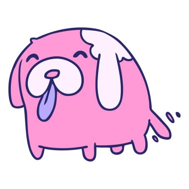 parlak neon renkli şirin bir köpeğin çizimi kawaii