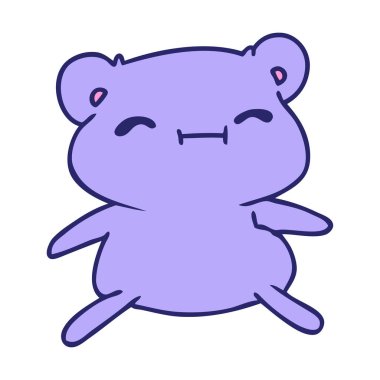 Çizgi film illüstrasyonu Kawaii parlak neon renkli sevimli oyuncak ayı