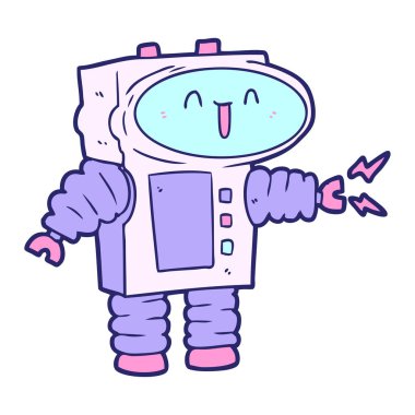 parlak neon renkli çizgi film robotu