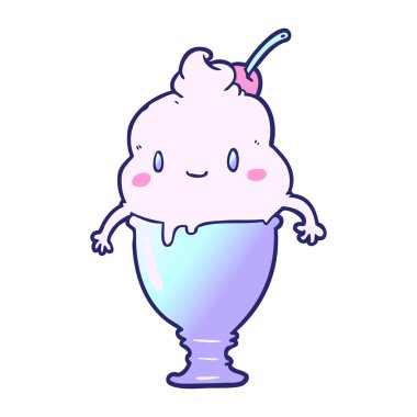 Parlak neon renkli tatlı çizgi film dondurması.