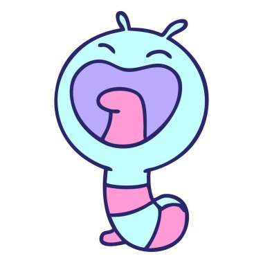 Parlak neon renkli küçük bir tırtıl solucanı çizgi filmi.