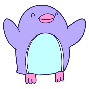 neon renginde neon renginde zıplayan penguen.