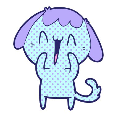 parlak neon renkli gülen köpek çizgi filmi