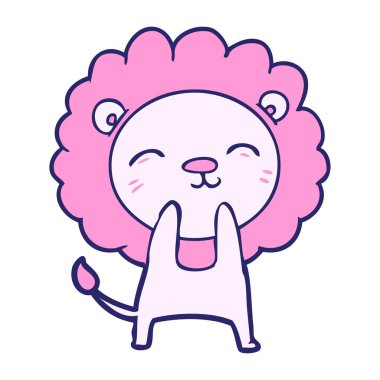 parlak neon renkli çizgi film aslanı