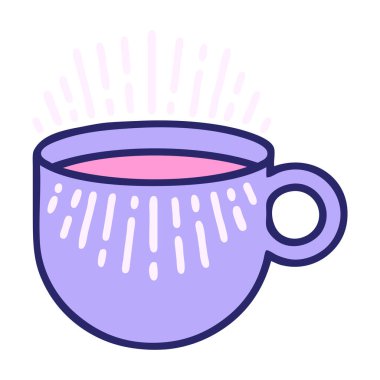 Parlak neon renkli kahve fincanının ikonik dövme şekli