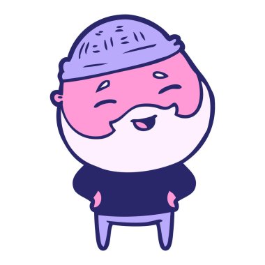 çizgi film mutlu sakallı adam parlak neon renkli