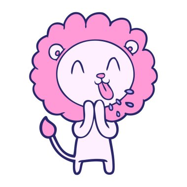 Mutlu çizgi film aslanı parlak neon renkli.