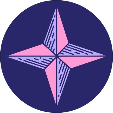 Parlak neon renkli bir yıldızın ikonik dövme şekli