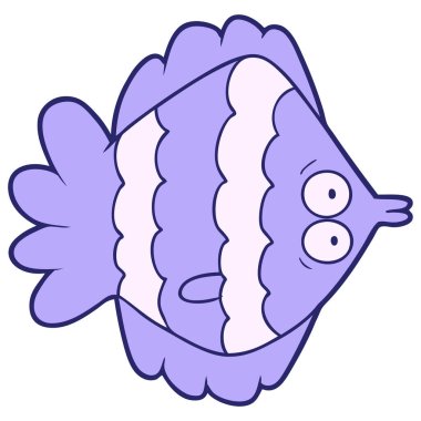 parlak neon renkli düz balık çizgi filmi