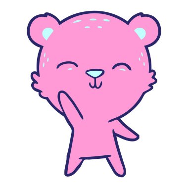 Parlak neon renkli mutlu çizgi film ayısı