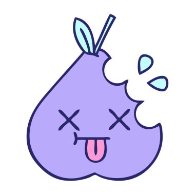 Parlak neon renkli yeşil armut karikatürü.