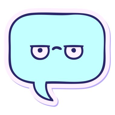 Parlak neon renkli şirin bir çizgi film konuşma balonunun çıkartması