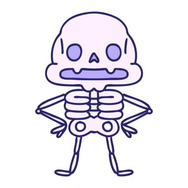 Parlak neon rengine olan benzersiz güvenin ürkütücü iskeleti.