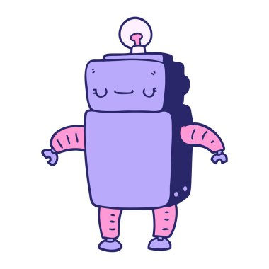 parlak neon renkli çizgi film robotu