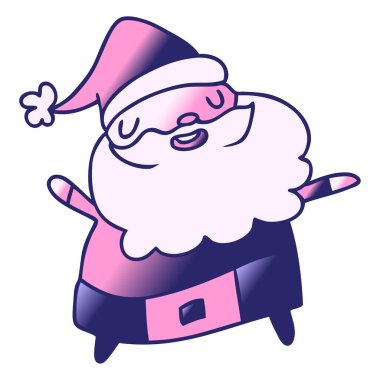 parlak neon renkli Noel Baba 'nın gradyan çizimi kawaii