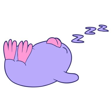 parlak neon renkli uyuyan penguen çizgi filmi