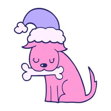 Parlak neon renkli şirin Noel köpeği.