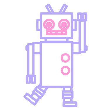 dans eden robot simgesi parlak neon rengi