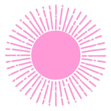 parlak neon renkli güneş simgesinin siyah çizgi biçiminde dövmesi