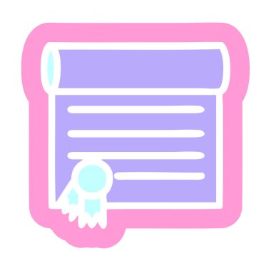 diploma sertifika simgesi simgesi parlak neon rengi