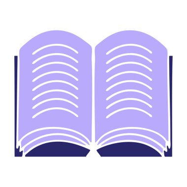 parlak neon renkli bir açık kitap simgesinin düz sembolü