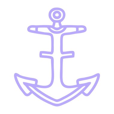 parlak neon renkli bir çapa simgesinin siyah çizgi biçimi