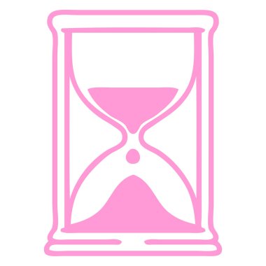 Parlak neon renkli kum ikonu çalışan bir kum saatinin çizgi karalaması