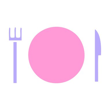 Parlak neon rengi tabak ve çatal bıçak sembolü