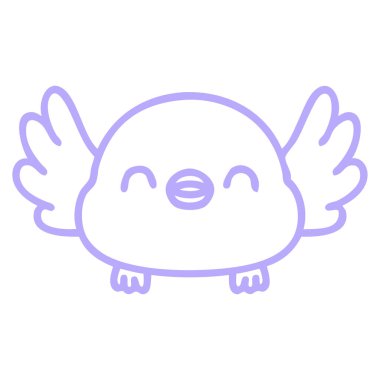 Parlak neon renkli şirin bir kuş simgesinin çizgi karalaması