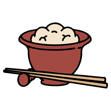 Geleneksel kase içinde Japon pirinci ve çubuk.