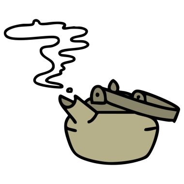 Sıcak Japon çaydanlığı buharlaşıyor.