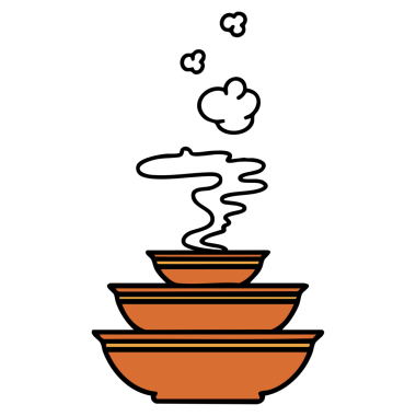 Japon buharlı yemek kaseleri yığını.