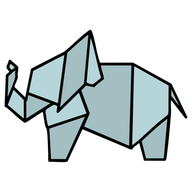 Japonca katlanmış kağıt origami fili.