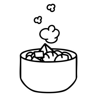 sıcak karışık deniz ürünleri ve sebze Japon kâsesi.