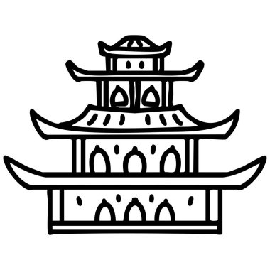 Basit bir Japon şatosu karikatürü.