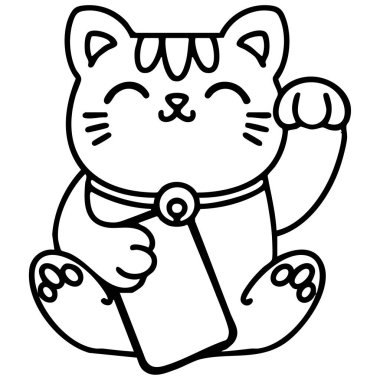 Geleneksel Japon el sallayan şanslı kedi.