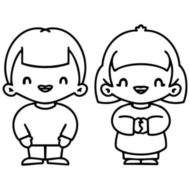 Birlikte duran mutlu Japon çifti.