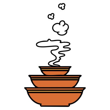 Japon buharlı yemek kaseleri yığını.