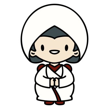 Geleneksel düğün kıyafetli Japon kadın.