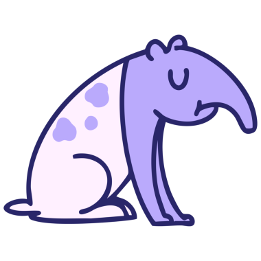 Parlak neon renginde oturan Brezilya tropikal tapir hayvanı