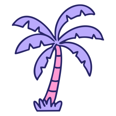 Parlak neon renkli Brezilya plajı palmiyesi.