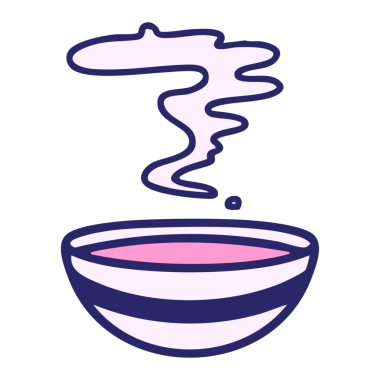 Japon miso çorbasının parlak neon renginde dumanı tütüyor.