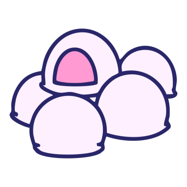 Japon Onigiri pirinç aperatifleri parlak neon renkli.