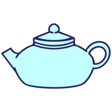 Parlak neon renkli sade bir Japon çaydanlığı.