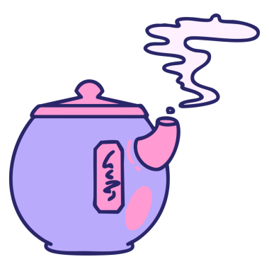 Geleneksel sıcak Japon çaydanlığı. Parlak neon rengi.