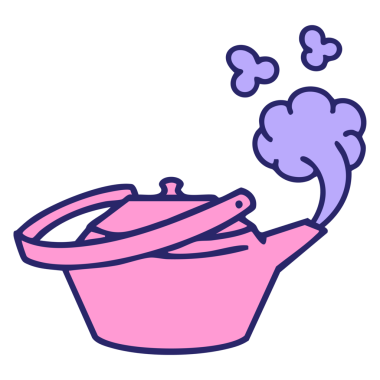 Geleneksel Japon çaydanlığı. Parlak neon rengi buharda pişiyor.