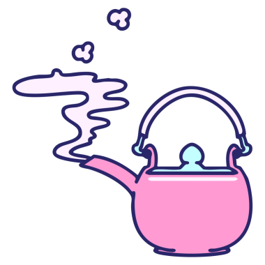 Parlak neon rengi buharlı geleneksel Japon çay demliği.