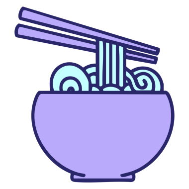 Parlak neon renkli çubuklu büyük bir kase şehriye.